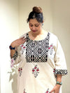 White Printed Kurta Set