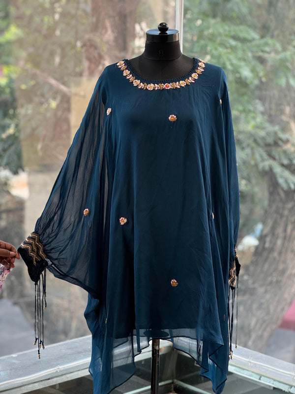 Blue Embroidered Kaftan Co Ord