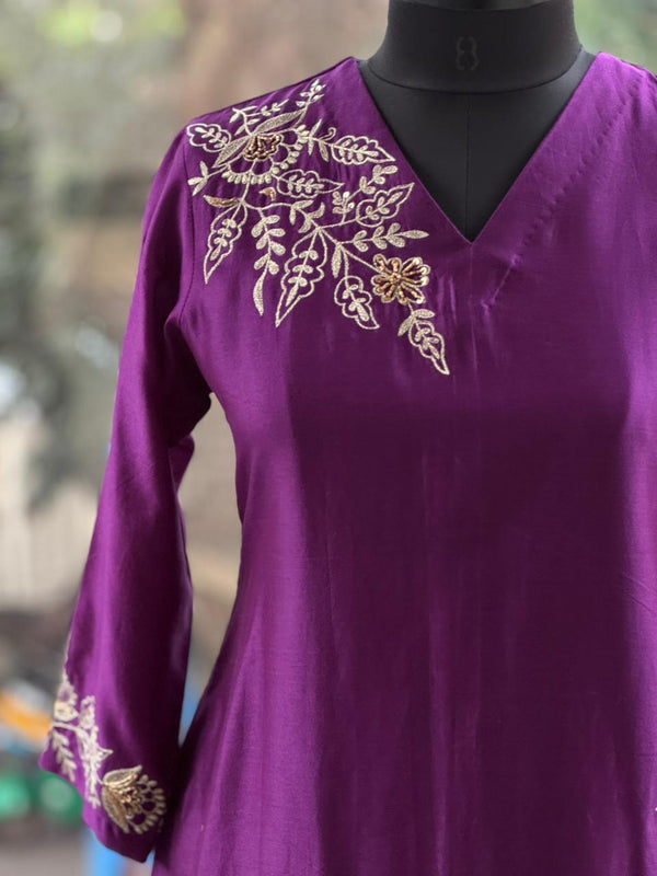 Purple Embroidered Suit