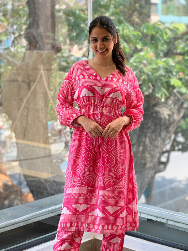 Peach Digital Printed Co Ord