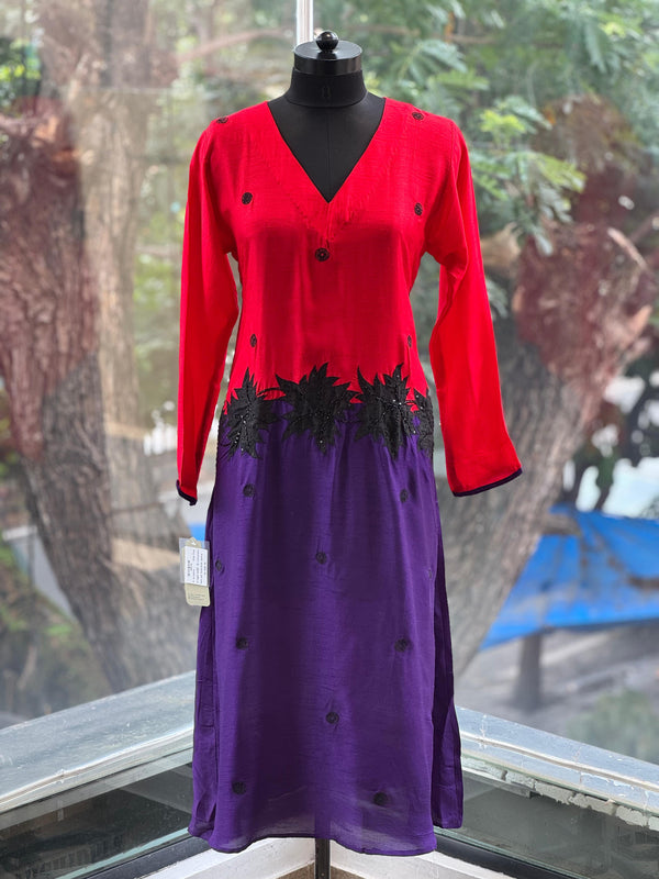 Red Color Block Co Ord