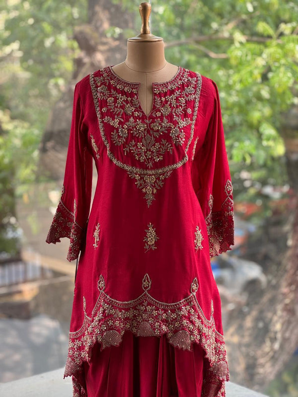 Reddish Maroon Skirt Set