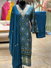 Blue Gota Neck Suit Set