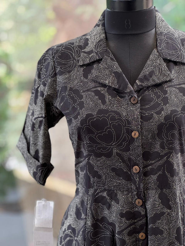 Black Floral A-Line Tunic