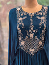 Teal Blue Handwork Gown