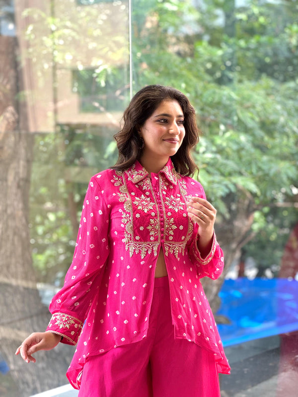 Pink Bandhej Palazzo Set