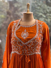 Orange Intricate Yolk Gown