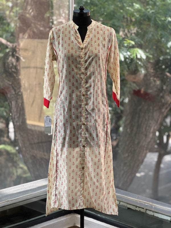 cream printed silk tunic