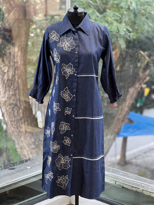 Embroidered Denim Tunic