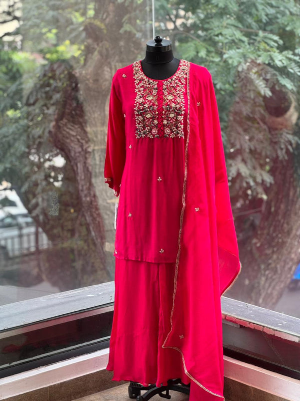 Red Sharara Set