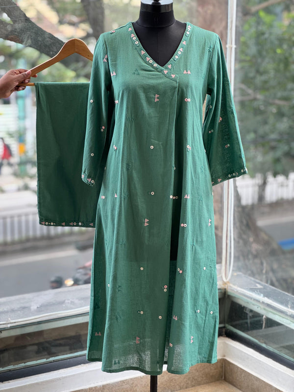 Green Angrakha Style Co Ord