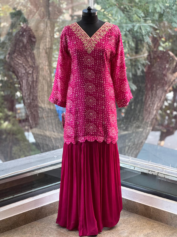 Purple Bandhej Suit