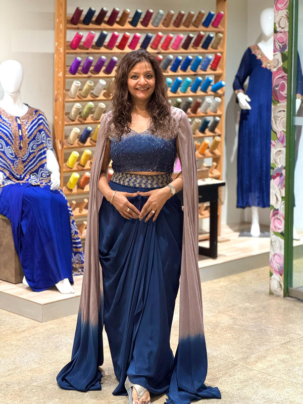 Blue Shaded Cape Set