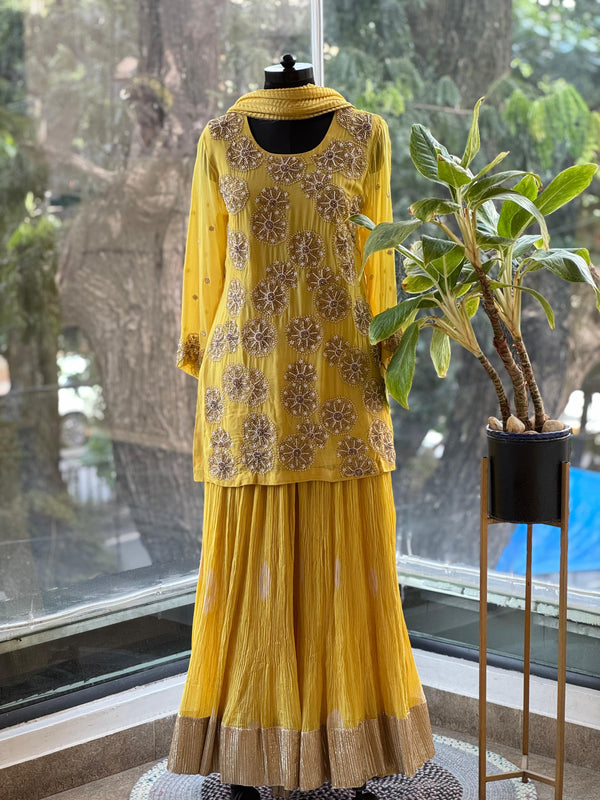 Yellow Designer Made Palazzo Set.