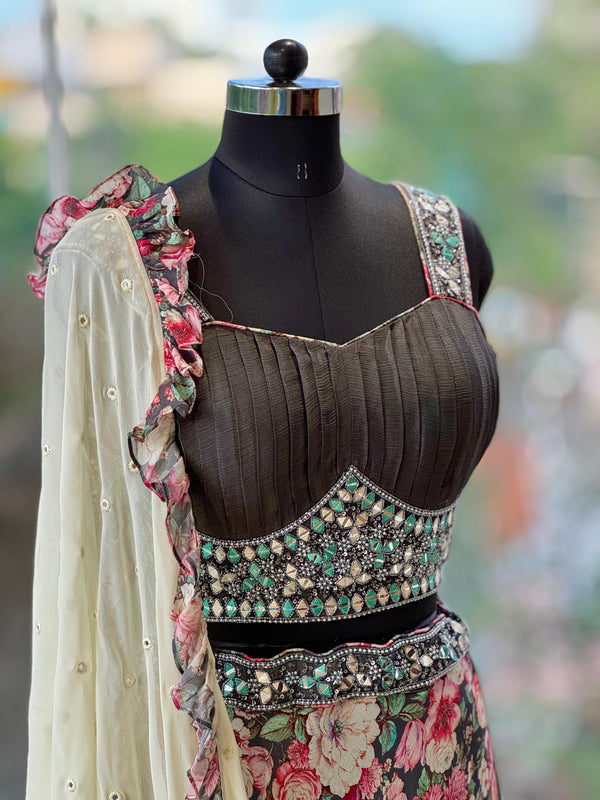 Black Floral Lehenga set