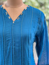 Blue Patch Work Dupatta Set