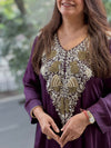 Purple Hand Work Harem Set