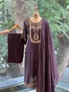 Dark Brownish Wine Dupatta Set
