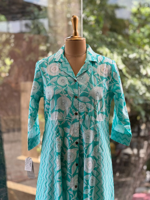 Blue Floral Print Aline Tunic