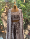 Grey Printed Skirt Set