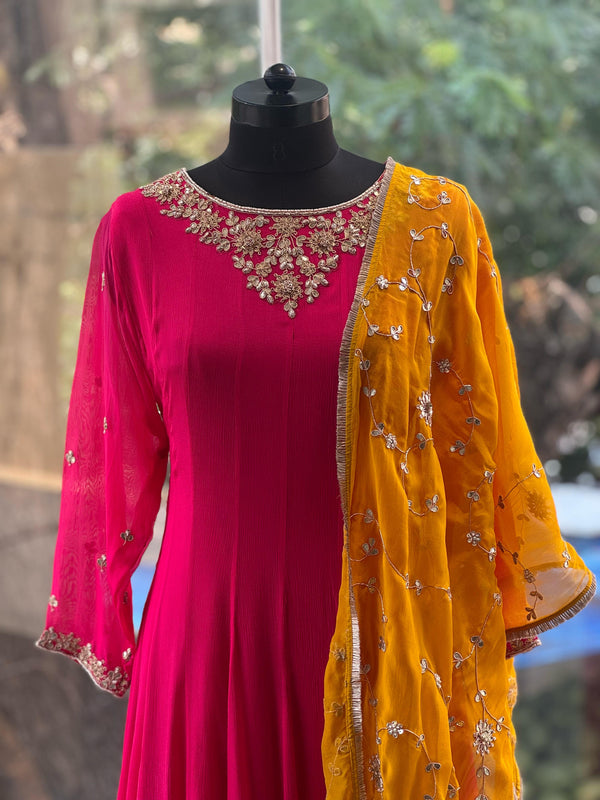 Pink Crepe Silk Gown