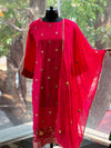 Red Colourful Thread Embroidered Suit Set
