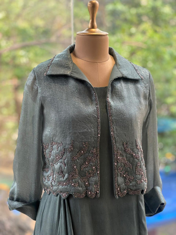 Green Tissue Jacket Set