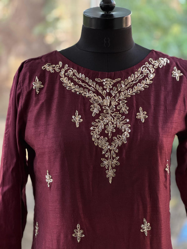 Maroon Dupatta Set