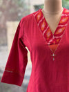Red Lace V Neck Tunic