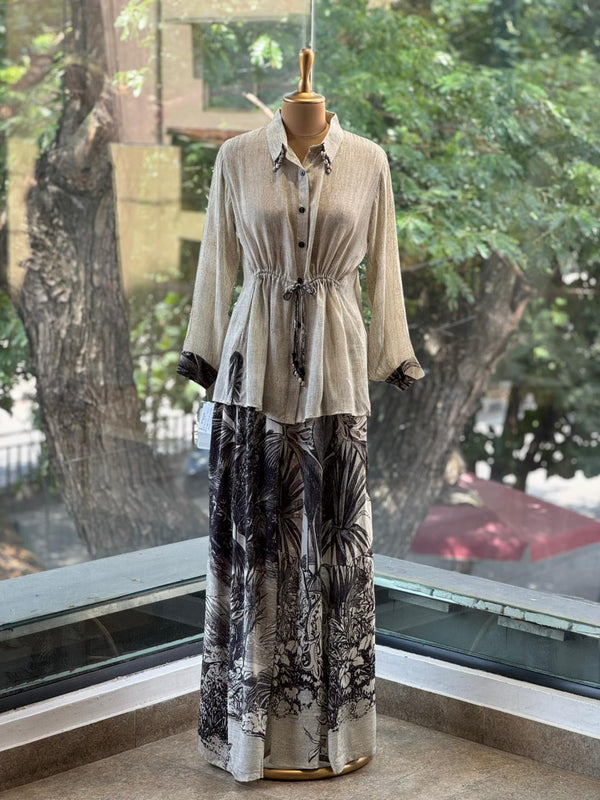 Half White Digital Print Palazzo Set