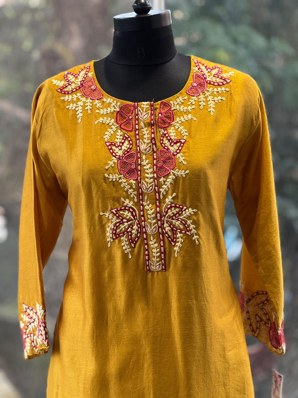 Yellow Embroidered Palazzo Set