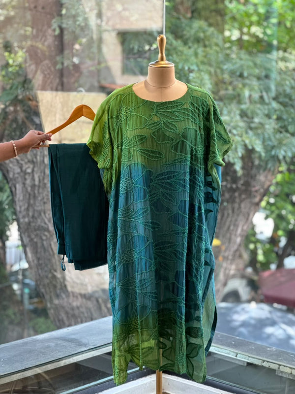 Green/Blue Shaded Kaftan Co Ord