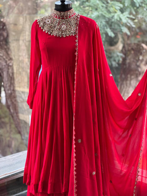 Red Sharara Set