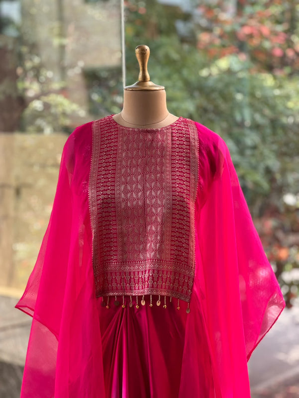 Pink Shaded Skirt Set