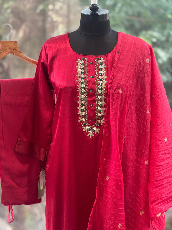 Red Gota Yolk Dupatta Set