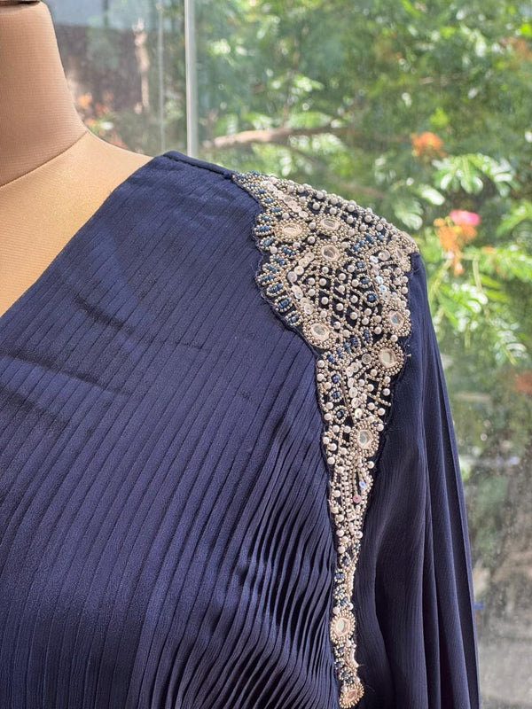 Blue Tail Sleeves Gown