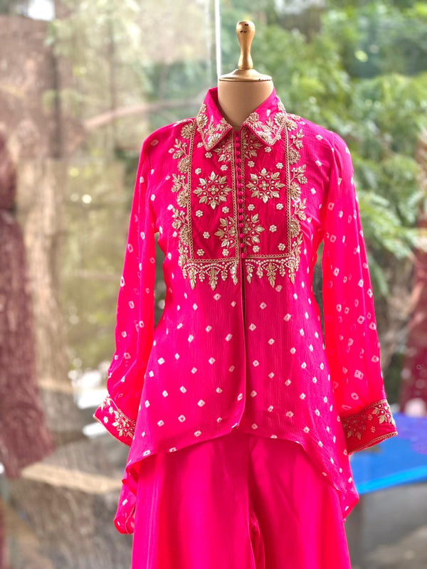 Pink Bandhej Palazzo Set