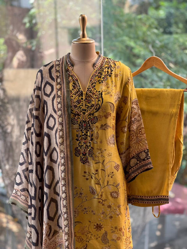Yellow Digital Print Suit