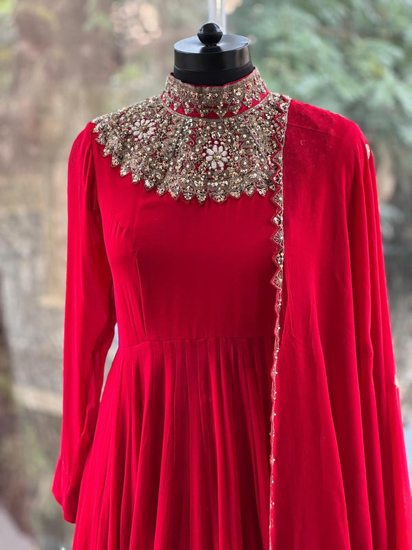 Red Sharara Set