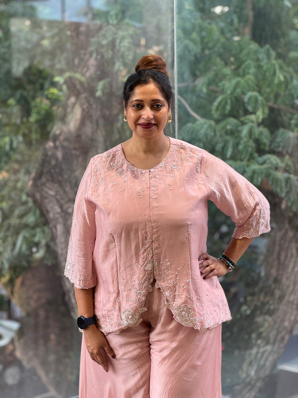 Pink Hand Work Palazzo Set