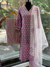 Purple lace V Neck Suit Set