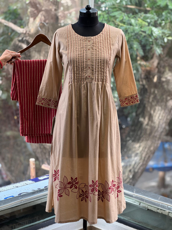 Beige Pin-Tux Yolk Co Ord