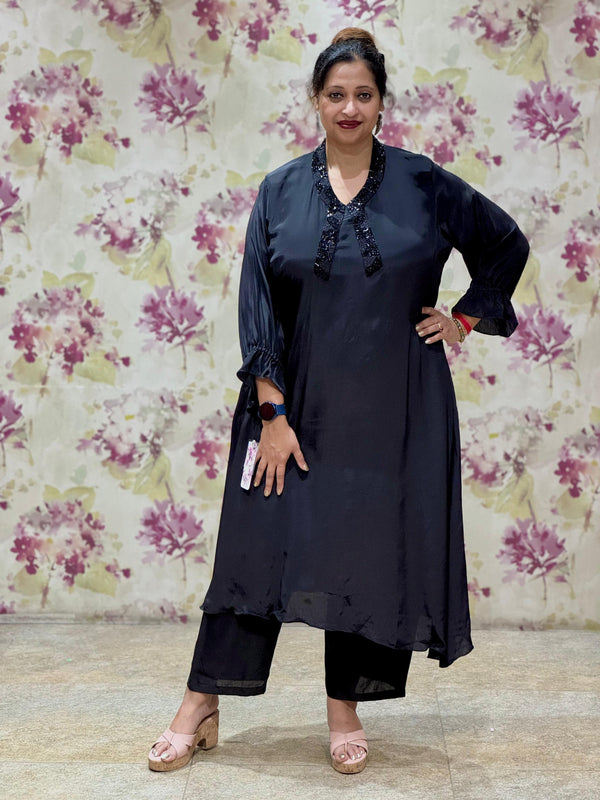 Black Beads Work Co Ord