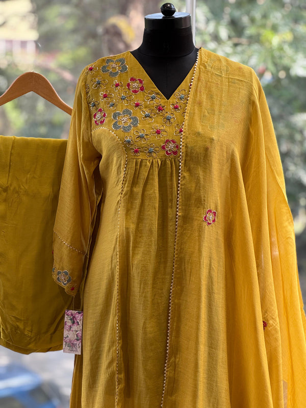Yellow Chanderi Silk Suit Set