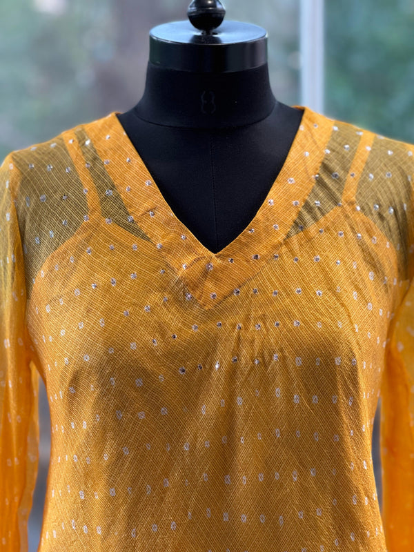 Yellow silk kota dupatta set
