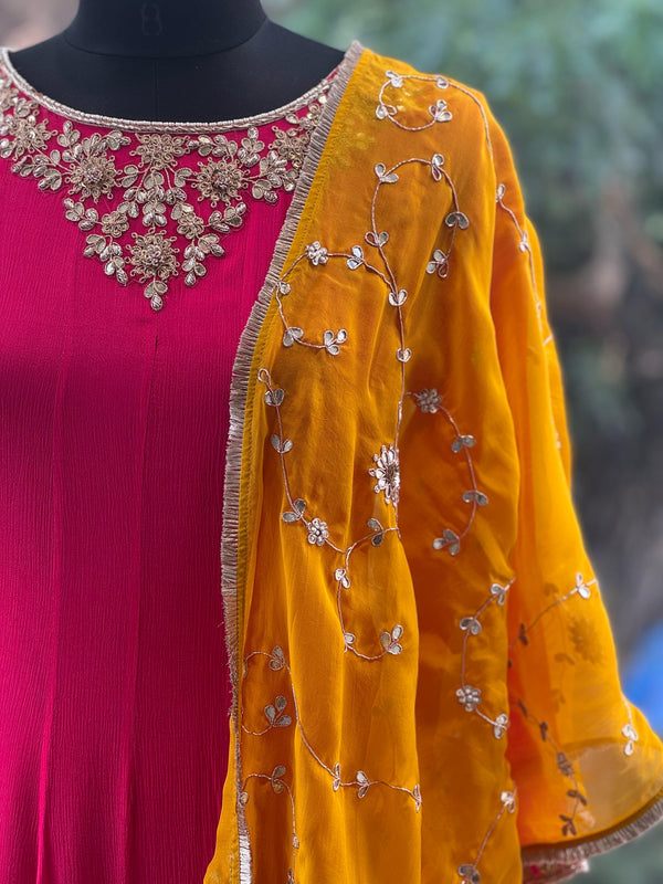 Pink Crepe Silk Gown