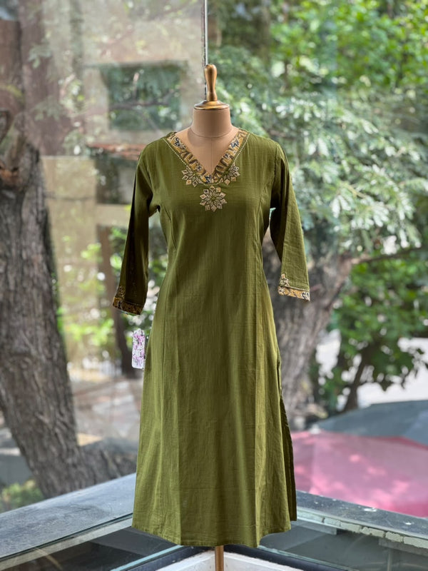 Green V Neck Tunic