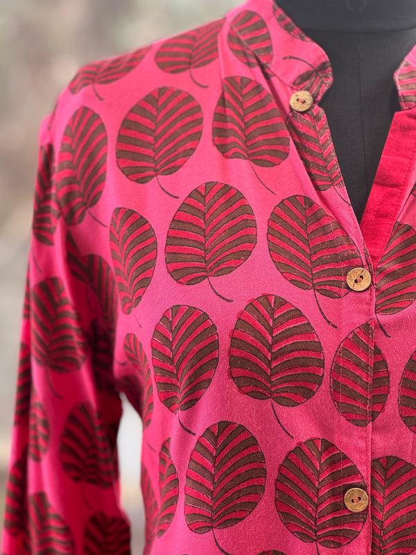 Pink Leaf Print Tunic