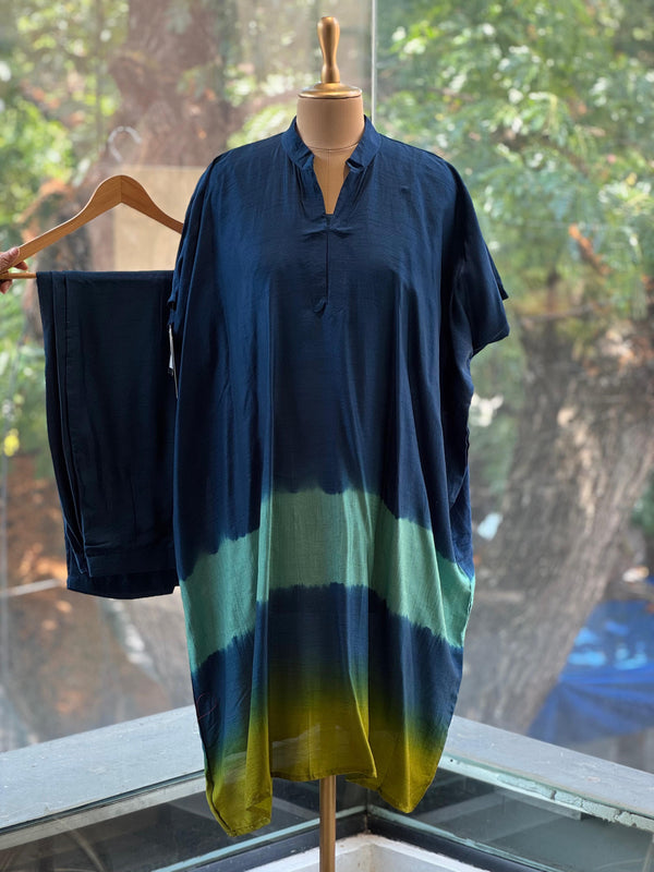 Blue Shaded Kaftan Set