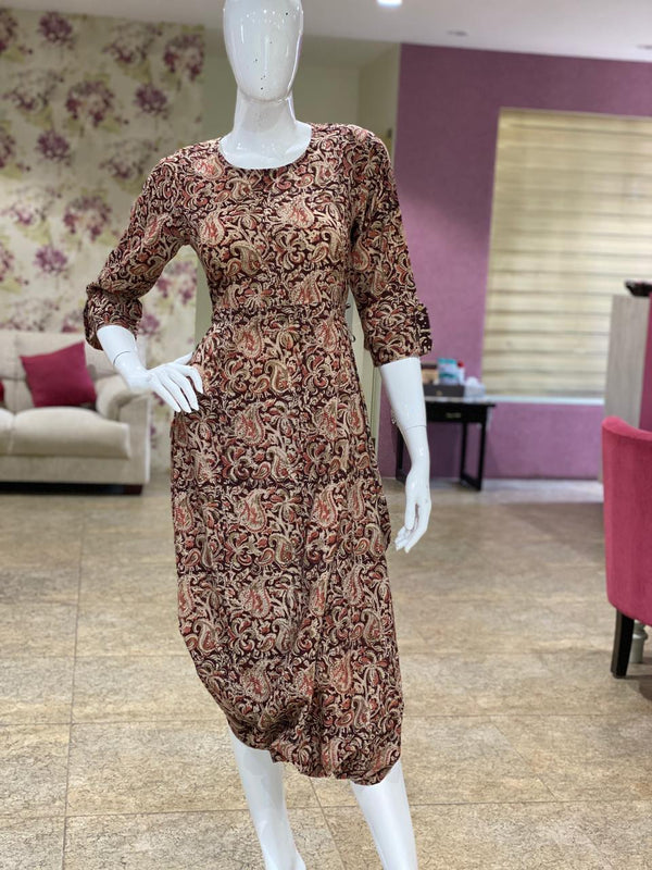 Maroon Printed Jumpsuit
